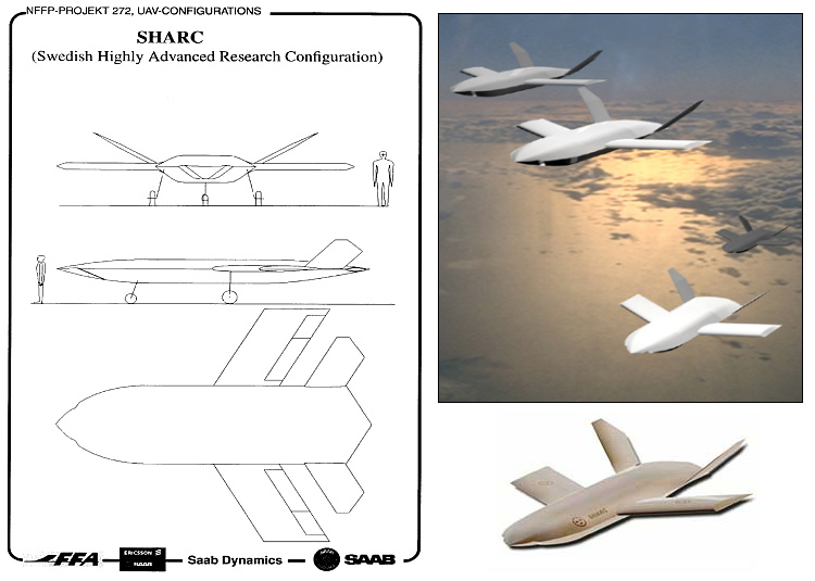 SAAB SHARC Swedish Highly Advanced Research Configuration UCAV UCAS prototype proposal unmanned combat air vehicle system bezpilotn bojov lietadlo low observable stealth stealthy
