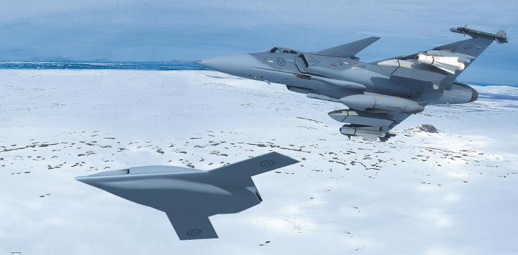 SAAB perspective UCAV UCAS demonstrator aircraft unmanned combat air vehicle stealth stealthy low observable technology