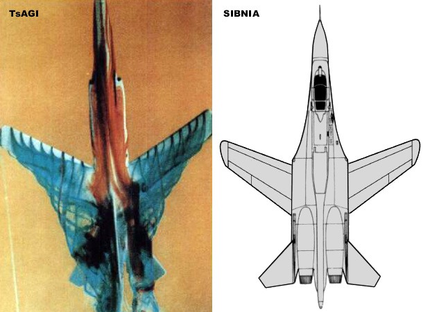 Sukhoi Suchoj Su-27 FSW forward swept wing TsAGI SIBNIA MiG-23 wind tunnel model