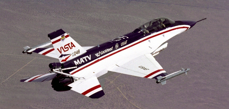 Lockheed Martin General Dynamics F-16 VISTA MATV General Electric multi axis thrust vectoring variable stability in-flight simulator test aircraft fighter nozzle USAF