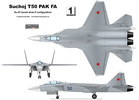 Suchoj T-50 PAK FA - Su-47 based what-if Furda Drawings