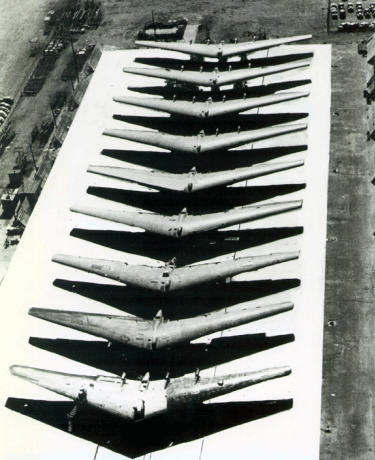 Northrop YB-35 production project NS-9 flying wing airplane bomber