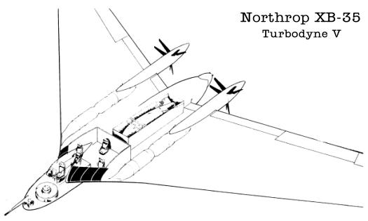 Northrop flying wing design proposal Turbodyne V engines plane aircraft 