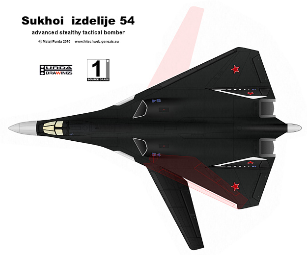 Suchoj Sukhoi T-60 izdelije izdeliye 54 T-54 advanced tactical bomber russian soviet stealth stealthy modern rusk bombardry VG wing variable geometry wing console under low observable