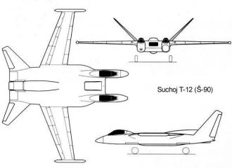 Sukhoi Sh-90 T-12 stealth attack plane aircraft project soviet russian